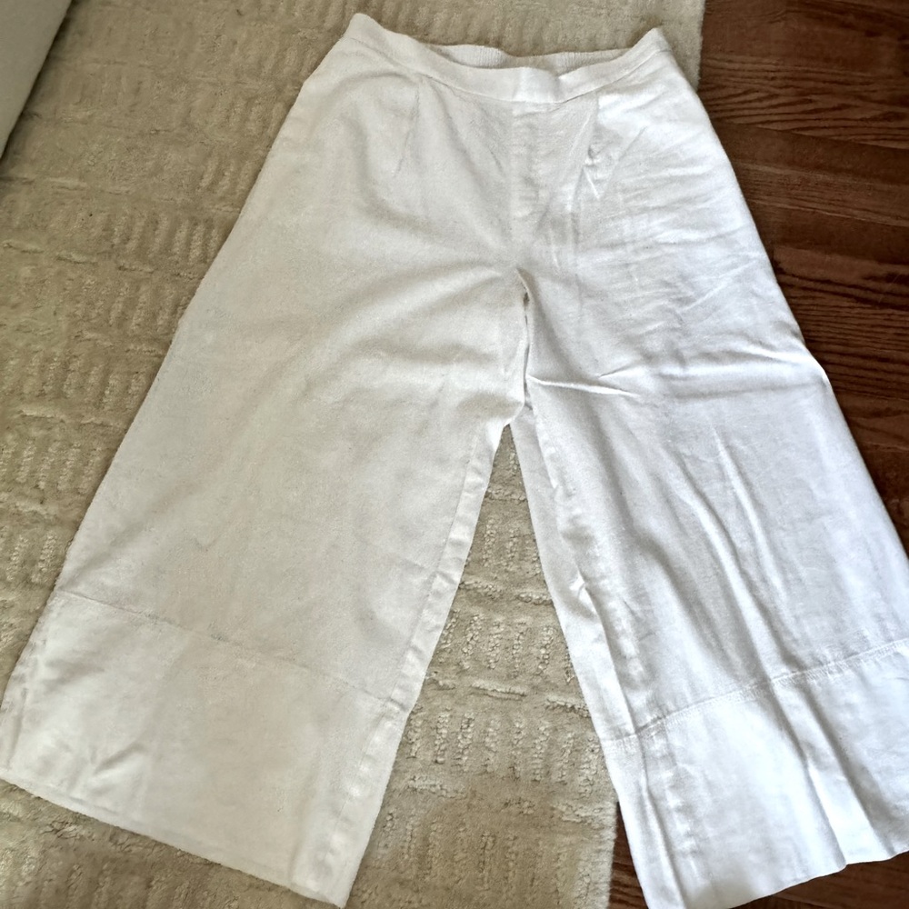 Banana republic white wide leg linen pants